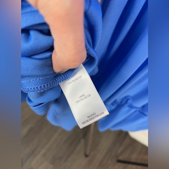 TAYLOR Blue Stretch Smocked Tiered-Hem Dress Size 16 NWT - Picture 9 of 11